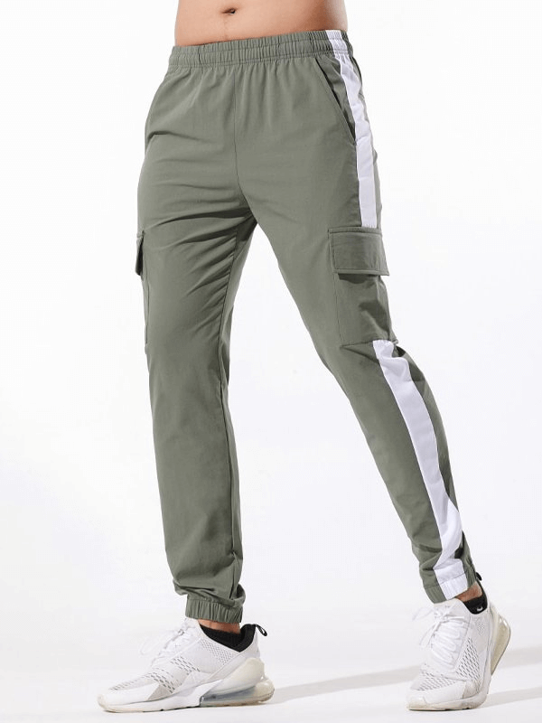 Casual sports pants for men with large side pockets, perfect for running, featuring elastic waistband and stylish design - SF1520.